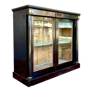 Vintage Boho Black Lacquer and Gilt Bookcase For Sale