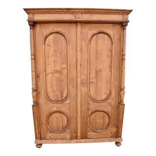 Pine Two Door Armoire With Interior For Sale