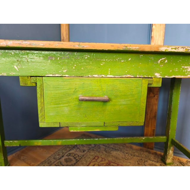 Wood Industrial Wooden Worktable with Drawers, 1950s For Sale - Image 7 of 18