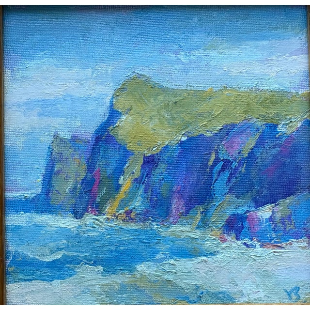 Magical acrylic pastels with vibrant movement and slight texture on canvas board in new wood frame with burl finish....