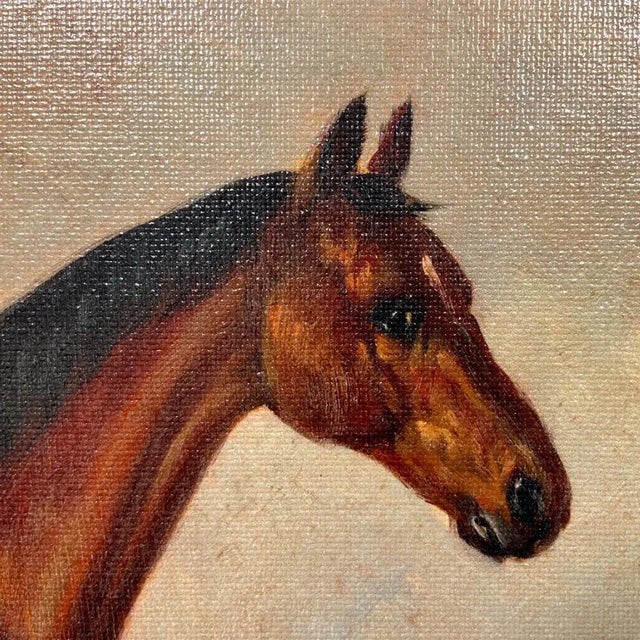 English Hunter in a Landscape Print on Canvas, 19-1/2" X 23-1/2" Antiqued Gold Frame For Sale - Image 3 of 5