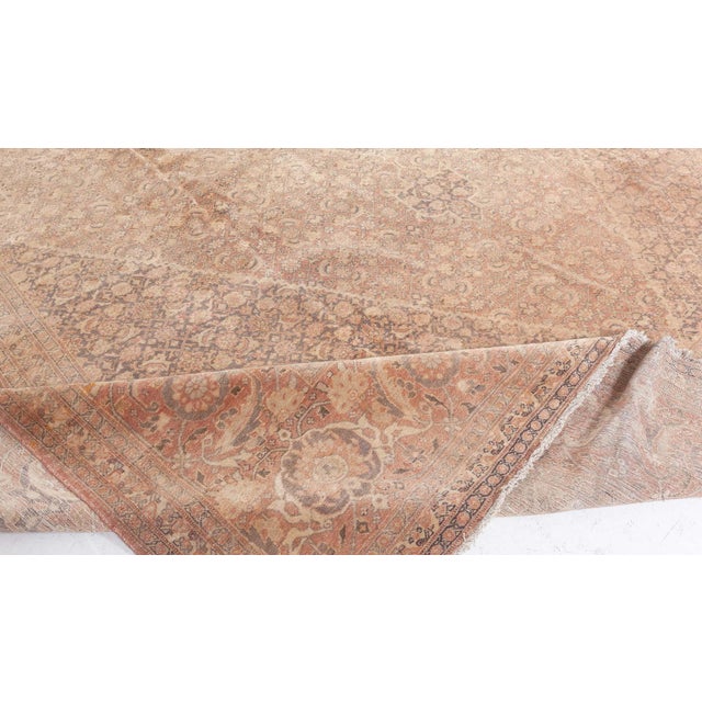 Early 20th Century Fine Antique Persian Tabriz Brown Handmade Wool Carpet For Sale - Image 5 of 9