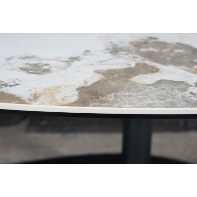 White Lerin Ceramic Faux Marble Modern Contemporary Coffee Table 57" For Sale - Image 8 of 16