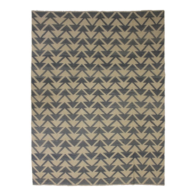 Hand Knotted Borderless Modern Design Kilim - 8'3" X 10'10" For Sale