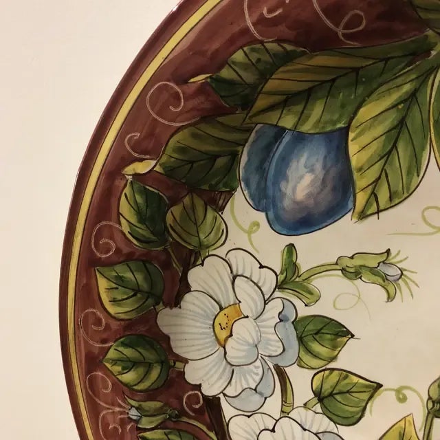 1990s Italian Hand Painted Ceramic Wall Plate For Sale In Dallas - Image 6 of 8