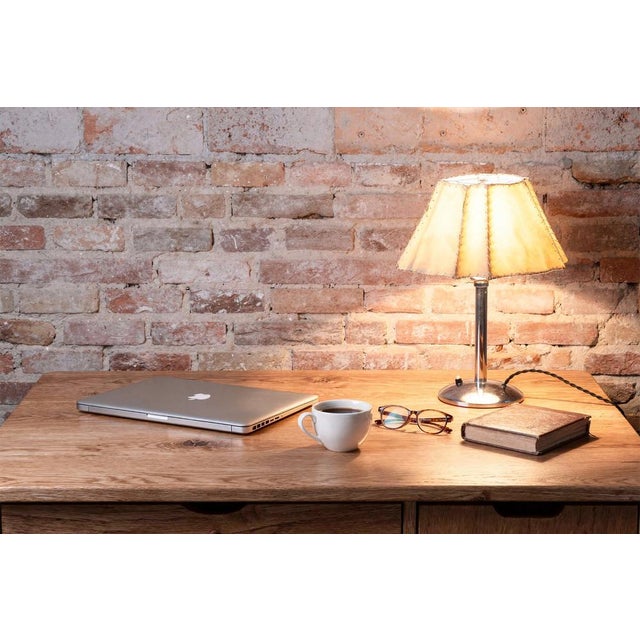 Beige Bauhaus Table Lamp in Chrome-Plated Steel and Parchment, Czech, 1930s For Sale - Image 8 of 13