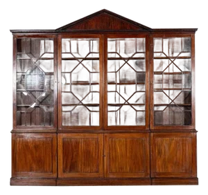 George III English Breakfront Bookcase in Mahogany, 1800
