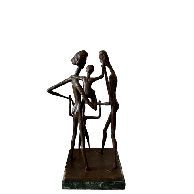 Chocolate Wolfgang Behl, Large Modernist Bronze Abstract Figural Sculpture "Family" Wolfgang Behl For Sale - Image 8 of 14