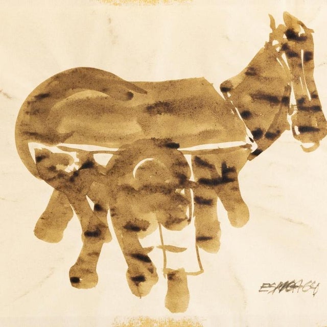 Espiga Pinto, Animalistic Composition, 1960s, Watercolor For Sale - Image 6 of 6