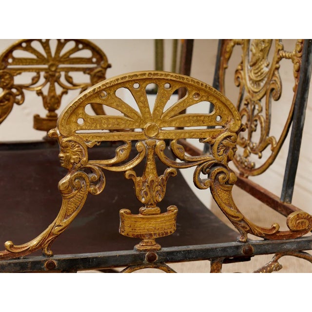 Brass Fireside Antique Chair With Wrought Iron and Cast Brass For Sale - Image 8 of 9