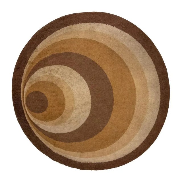 Textile Space Age Orange and Brown Concentric Rug, 1970s For Sale - Image 7 of 7