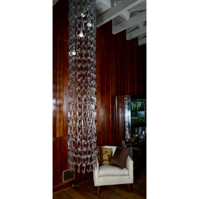 Transparent 10 Ft. Chain Link Hand Blown Murano Glass Chandelier in the Style of Gino Vistosi For Sale - Image 8 of 10