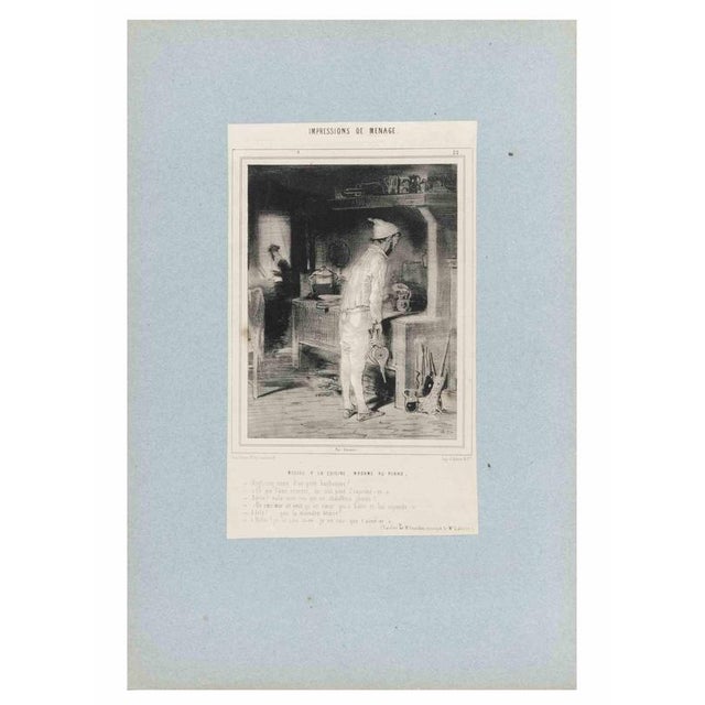 Lithograph on paper, from the series "impressions de ménage", plate 22. An original nineteenth-century lithograph by the...