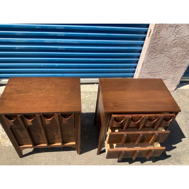 Mid Century Solid Walnut Nightstands - Set of 2 For Sale - Image 4 of 11