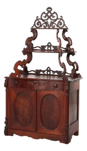 Antique Victorian Walnut & Burl Etagere Server C1880