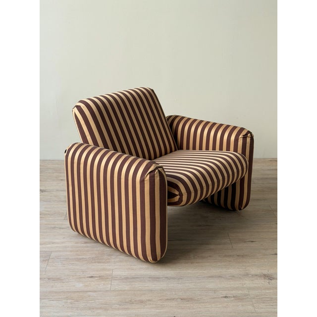 Herman Miller Ray Wilkes “Chiclet” Lounge Chair for Herman Miller in Striped Cotton Jacquard For Sale - Image 4 of 12