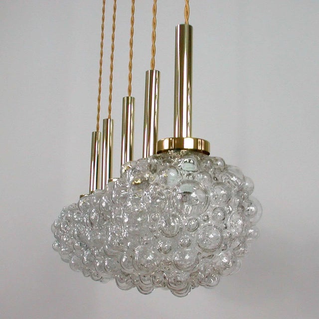 Mid-Century German Clear Bubble and Brass Pendant, 1960s For Sale - Image 4 of 17
