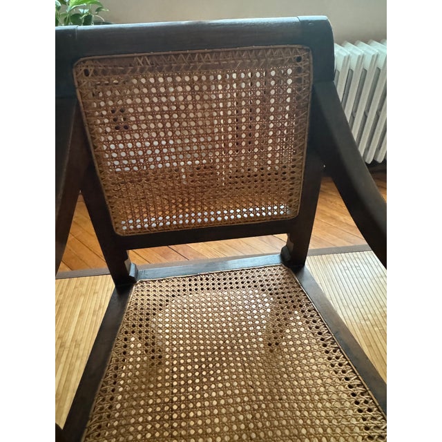 1990s Anglo-Indian Teak and Rattan Arm Chair For Sale - Image 4 of 7