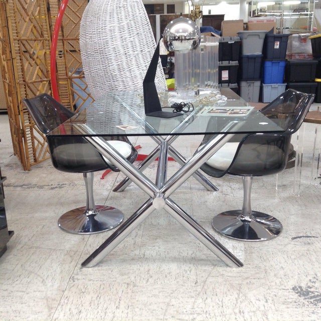 1970s Italian Chrome XBase Trestle Dining Table Chairish