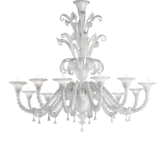Venetian White "Cà Rezzonico" Murano Glass Chandelier For Sale
