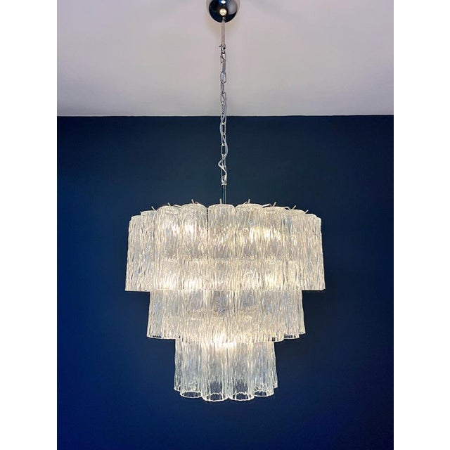 Large Three-Tier Murano Glass Tube Pendant Light from Venini, 1990s For Sale - Image 11 of 16