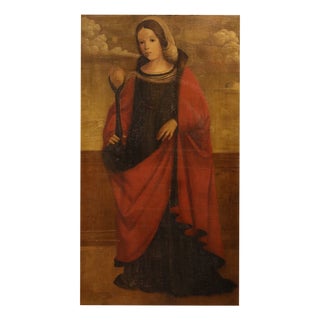 Francesco di Girolamo da Santacroce, Saint Agatha, 16th Century, Oil Painting on Canvas, Framed For Sale
