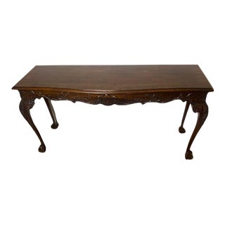1990s Drexel Heritage Serpentine Carved Mahogany Console Table For Sale