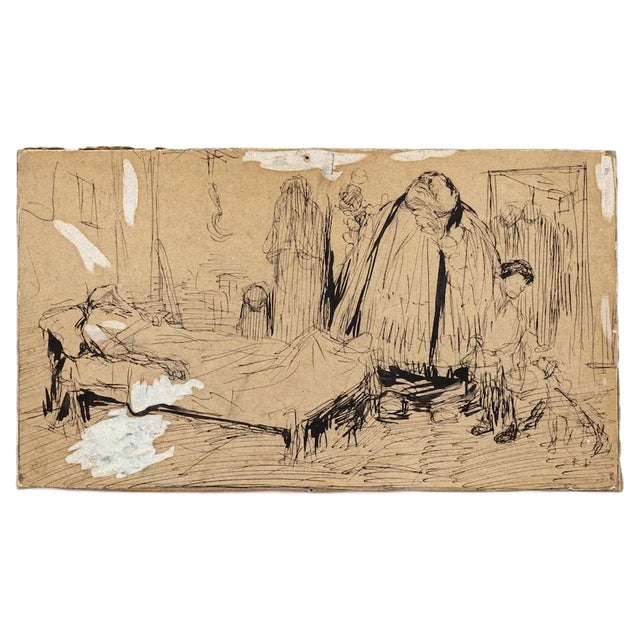 Gabriele Galantara - Satirical Scene - Original Pen and Pencil - 1910s For Sale