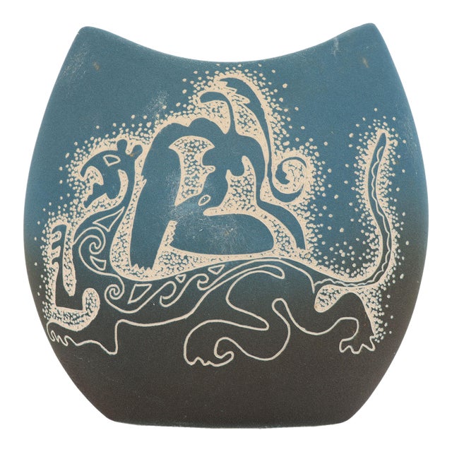 Vintage Ceramic Vase With Abstract Female Figure For Sale