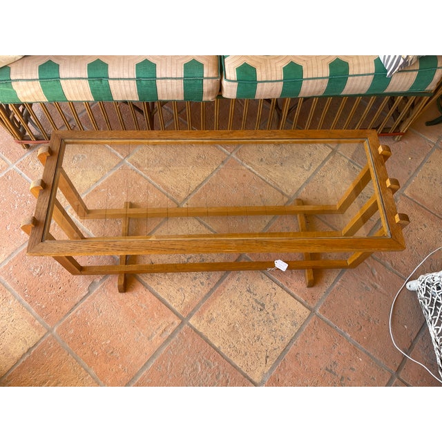 Here is a beautiful mid century oak table with clean lines and narrow dimensions for a smaller space. Works well with...