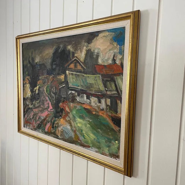 1950s Large Mid-Century Finnish Modernist Expressionist Oil Painting by Olavi Laine For Sale - Image 16 of 18