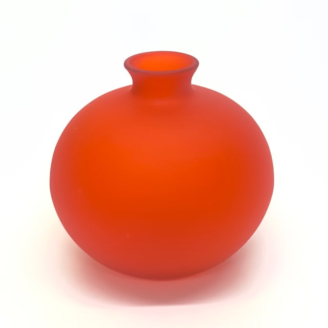 Warm Hues Graphic Frosted Glass Vase Curation - Group of 5 For Sale - Image 9 of 13