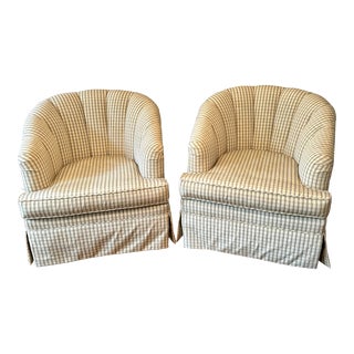 Mid 20th Century Mid Century Barrel Back Club Chairs -A Pair For Sale