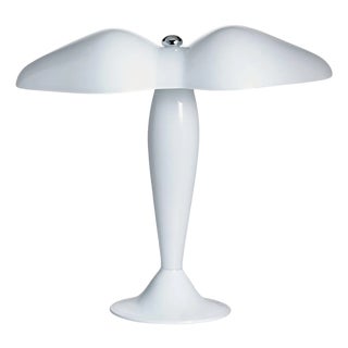 Office Carlo Moretti Contemporary Murano Milk White Glass Mouth Blown Table Lamp For Sale