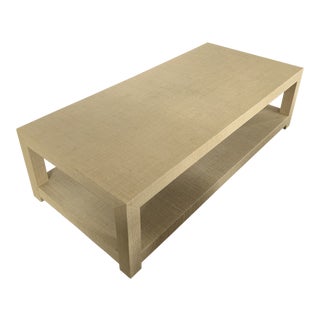 Contemporary Serena and Lily Blake Raffia Rectangular Coffee Table For Sale