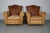 French Club Armchairs with Leather File Mustache Cognac, 1940s, Set of 2 For Sale - Image 3 of 18