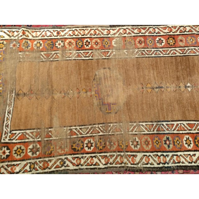 Antique 19th C. Kurdish Camelhair Runner Rug, Hand-Knotted Geometric Pattern, 4x12, Camelhair & Ivory For Sale - Image 11 of 15