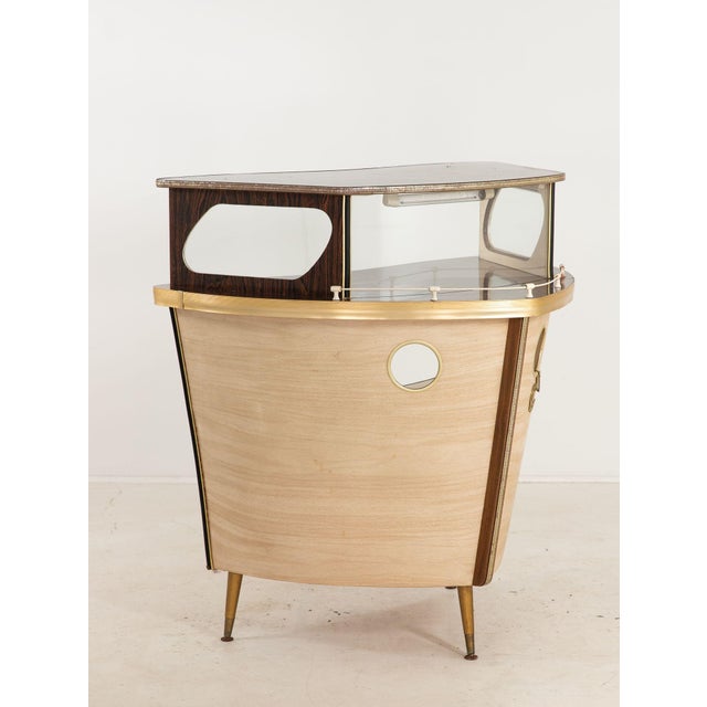Mid-Century Modern 1960s Cocktail Bar in the Shape of a Boat Bow, England 1960s For Sale - Image 3 of 18