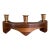 Vintage Mid-Century Modern Wood and Brass Toned 3-Light Decorative Candle Holder For Sale