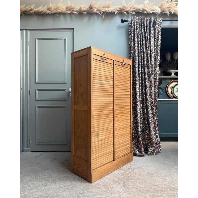 Double Tambour Door Filing Cabinet, 1950s For Sale - Image 8 of 16