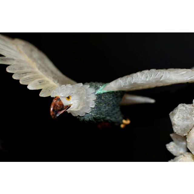 Large Majestic Rock Crystal Quartz Eagle Gemstone Sculpture For Sale - Image 10 of 12