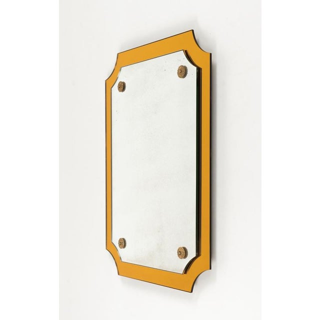 Metal Mid-Century Rectangular Wall Mirror with Yellow Frame from Veca, Italy, 1960s For Sale - Image 7 of 13