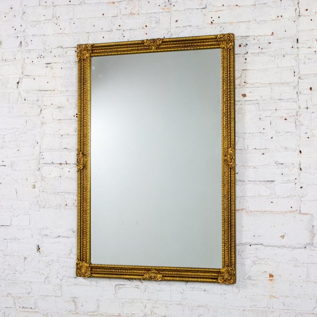Late 20th Century Late 20th Century Neoclassical Rococo Wall Mirror Rectangular Ornate Gilded Wood and Gesso Frame For Sale - Image 5 of 18