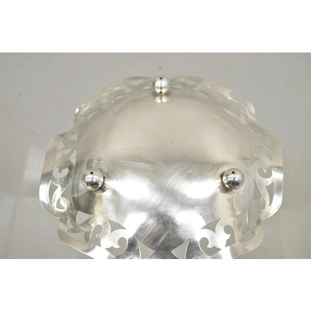 Silver Vintage Victorian Scalloped Pierced Gallery Silver Plated Candy Trinket Dish For Sale - Image 8 of 10