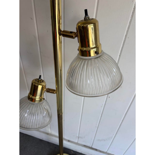 Mid-Century Modern 1970s Brass Glass-Dome 3 Light Floor Lamp For Sale - Image 3 of 4