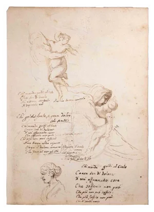 Mother and Child, Ink Drawing, Late 18th Century