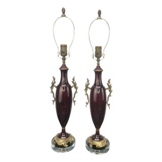 Pair of French Bronze Mounted Oxblood Lamps For Sale
