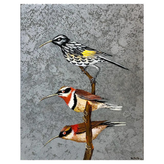 Magdalena Nalecz, Grey Antbird and Slaty Bristlefront, 2021, Acrylic on Canvas For Sale