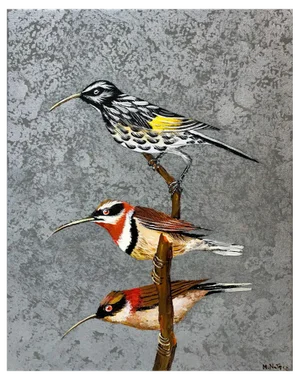 Magdalena Nalecz, Grey Antbird and Slaty Bristlefront, 2021, Acrylic on Canvas