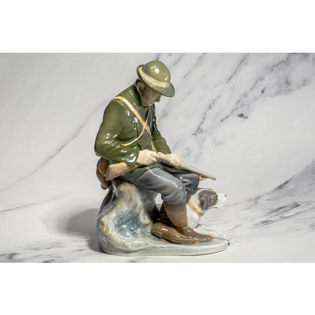 Vintage Royal Copenhagen Denmark Hand Painted Hunter With Dog Porcelain Figurine Christian Thomsen Sporting Country Home Decor For Sale - Image 12 of 14
